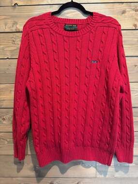 Alexander Julian Colours Vintage Designer Cable Knit Sweater Pullover Mens L Red